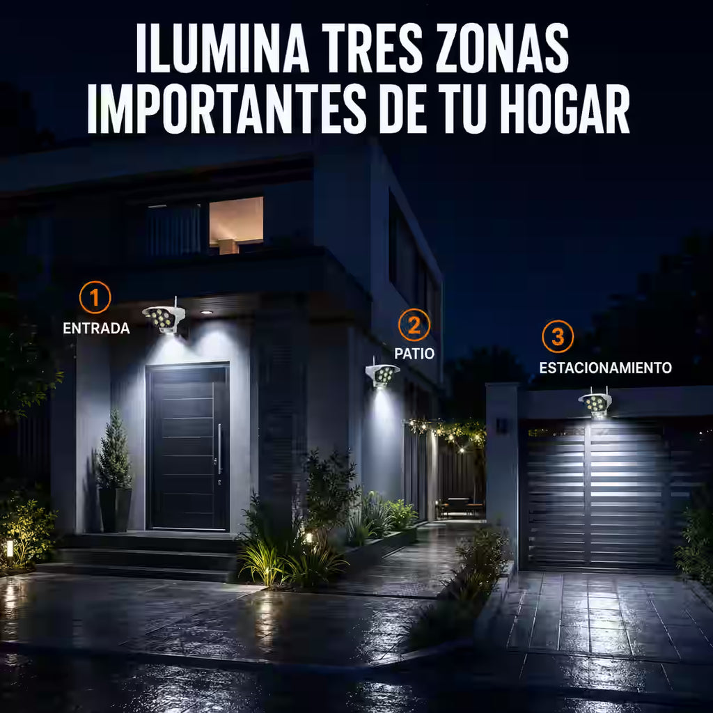 Pack 3 Focos LED Solares Tipo Cámara de Seguridad
