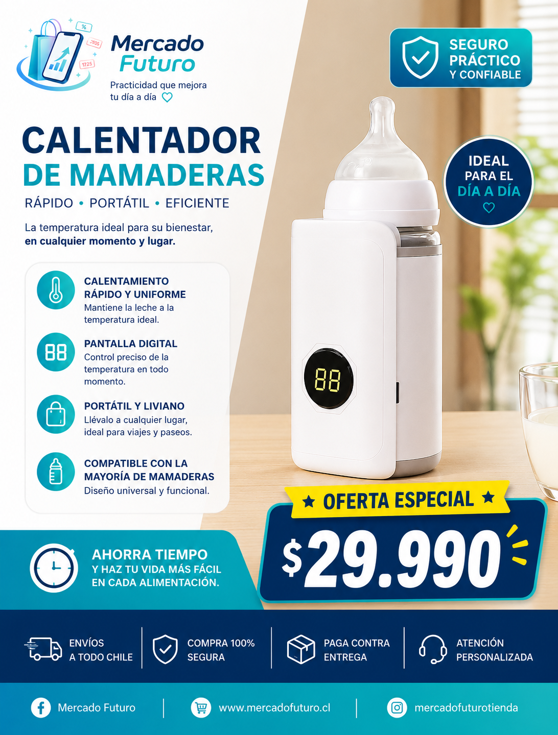 Calentador de Mamaderas Digital Portátil