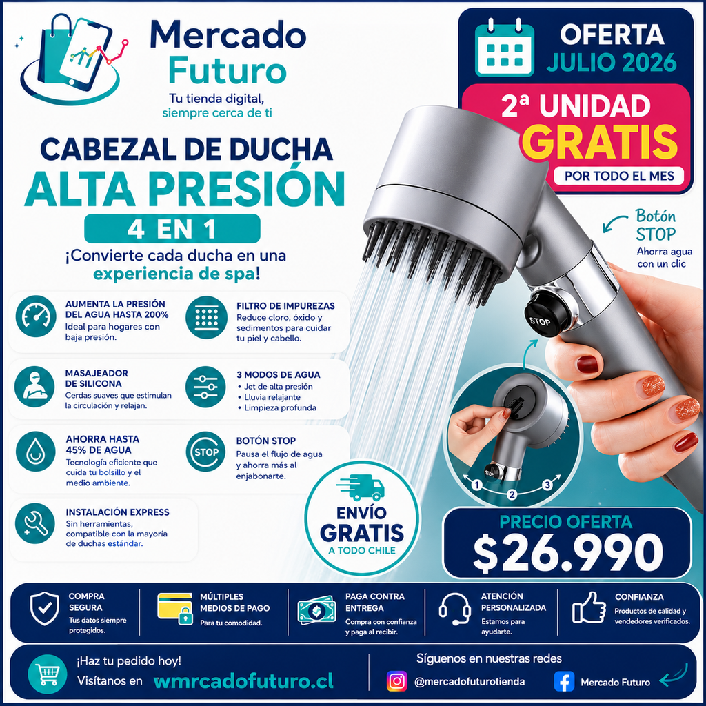 Cabezal Ducha Alta Presión / Oferta Julio 2026 ... 2ª unidad gratis !
