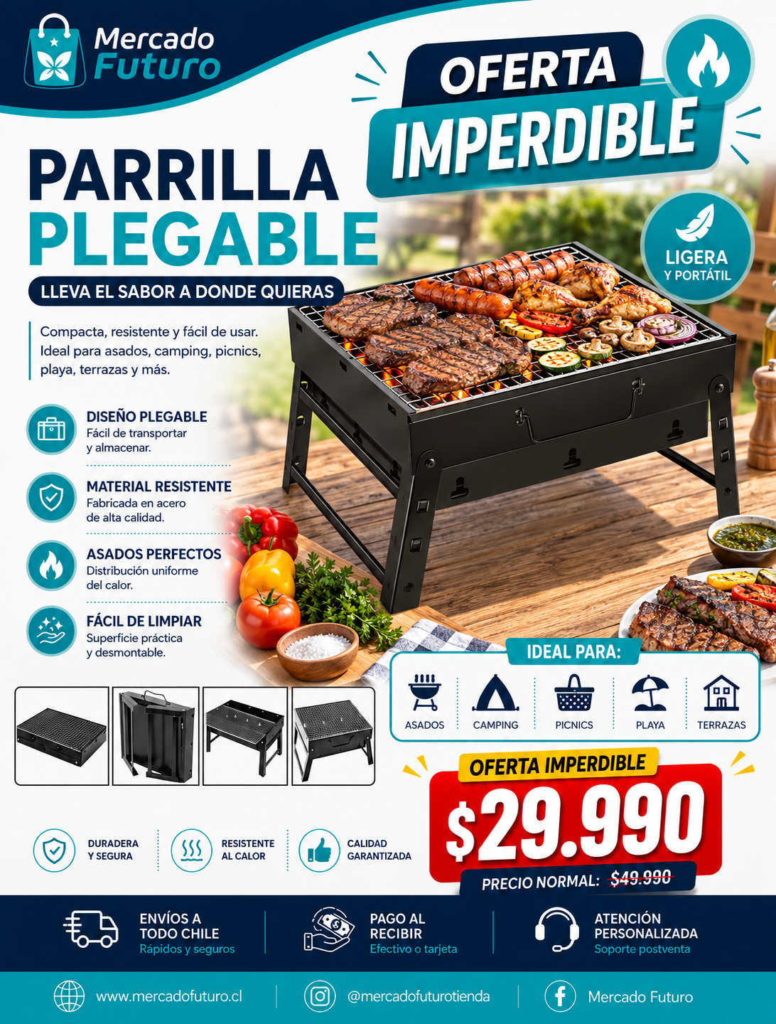 Parrilla Plegable Portátil