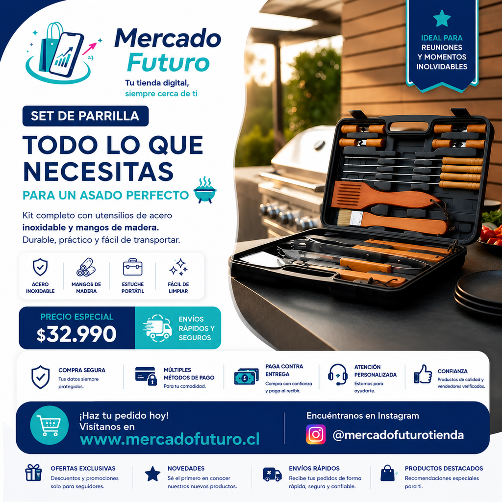 Set Parrilleros Asado Maleta 18 Piezas